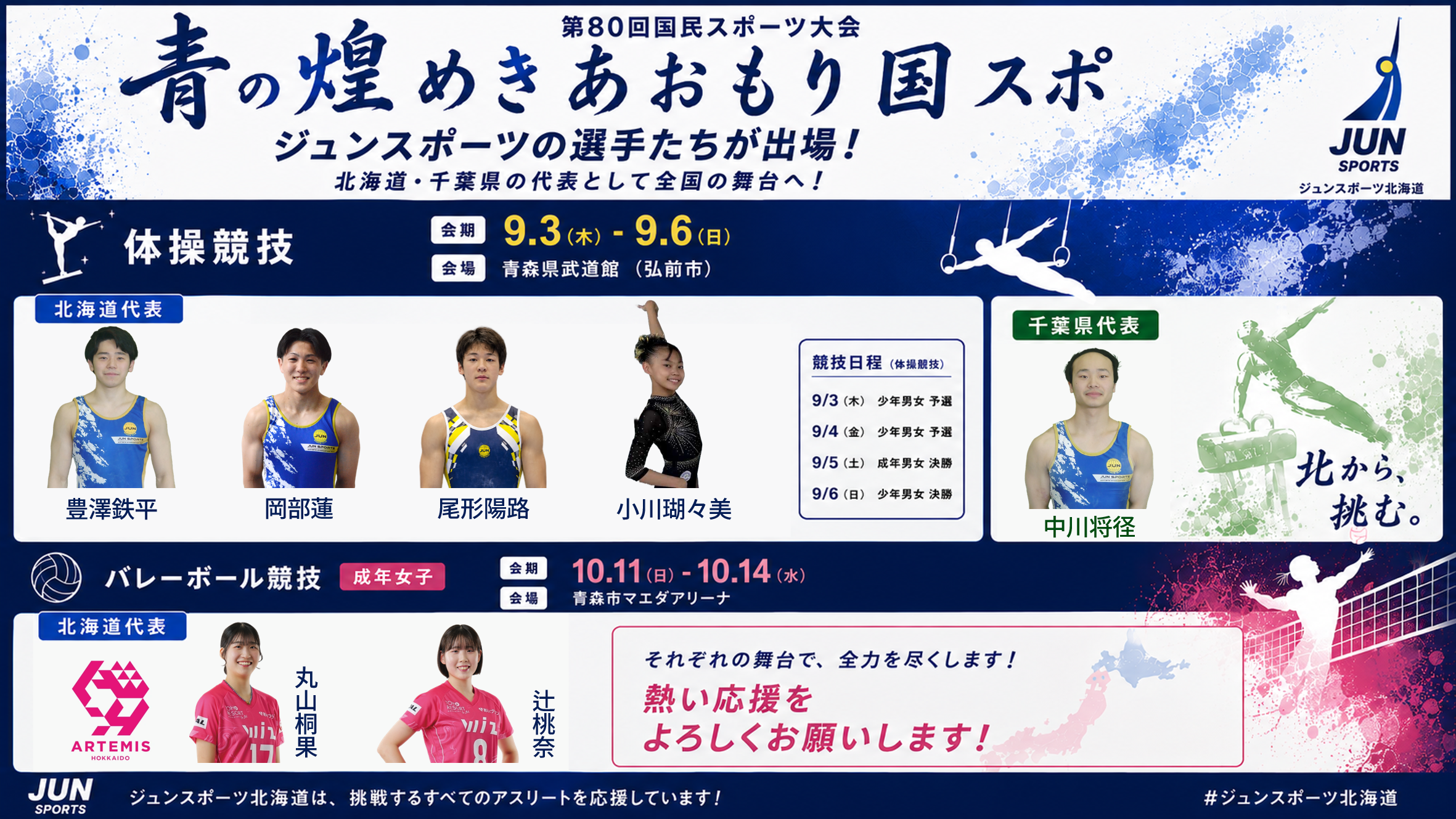 ジュンスポーツ北海道に関わる選手たち、青の煌めきあおもり国スポへ